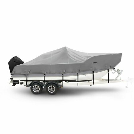 EEVELLE Boat Cover V HULL FISHING Center Console, High Bow Rails, Outboard 22ft 6in L 102in W Charcoal SBVCCR22102B-CHG